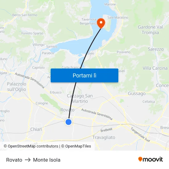Rovato to Monte Isola map