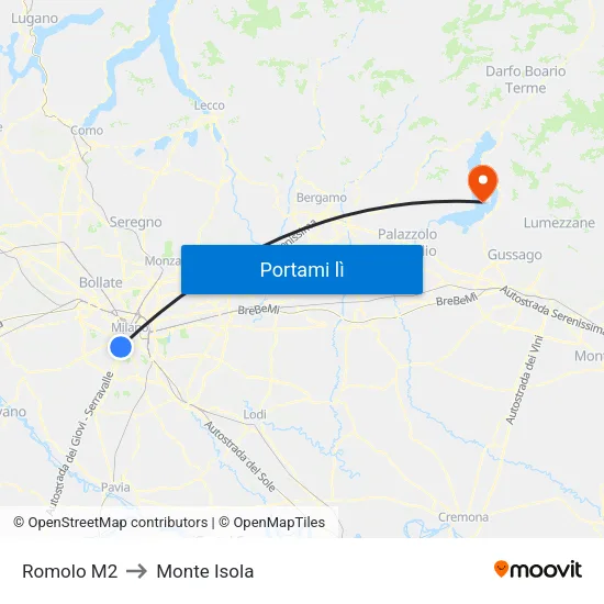 Romolo M2 to Monte Isola map