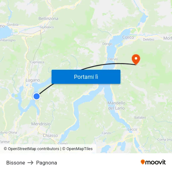 Bissone to Pagnona map