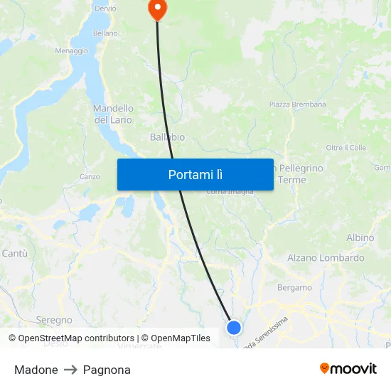 Madone to Pagnona map