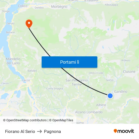 Fiorano Al Serio to Pagnona map
