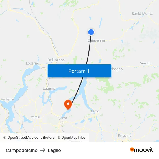 Campodolcino to Laglio map