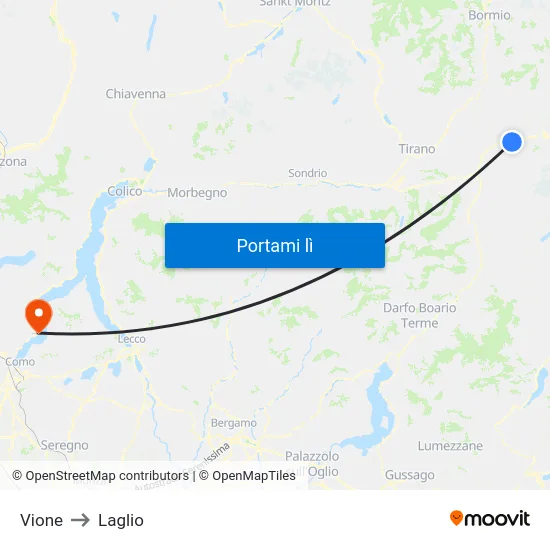 Vione to Laglio map
