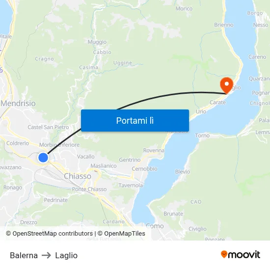 Balerna to Laglio map