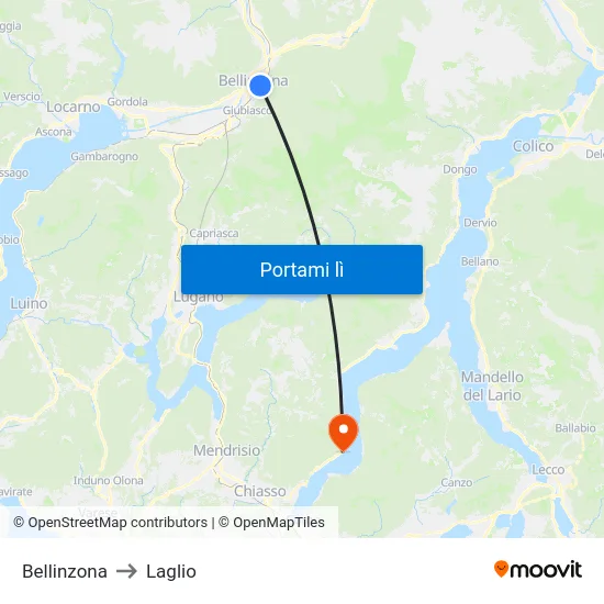 Bellinzona to Laglio map