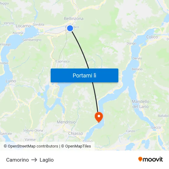Camorino to Laglio map