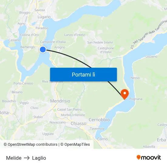 Melide to Laglio map