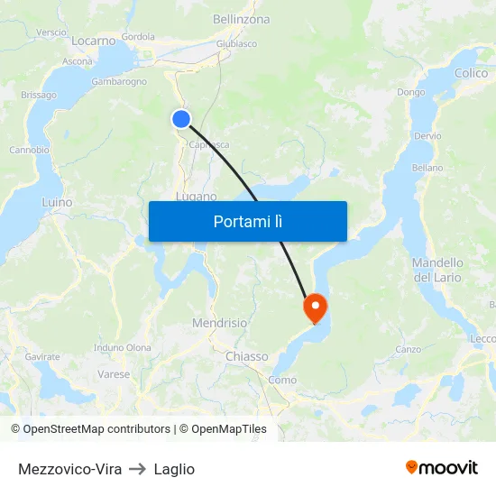 Mezzovico-Vira to Laglio map