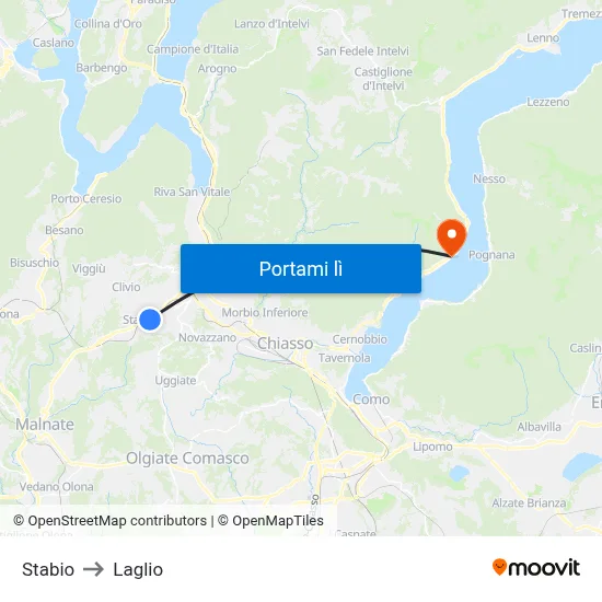 Stabio to Laglio map