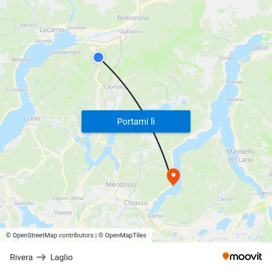 Rivera to Laglio map