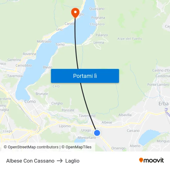 Albese Con Cassano to Laglio map