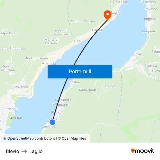 Blevio to Laglio map