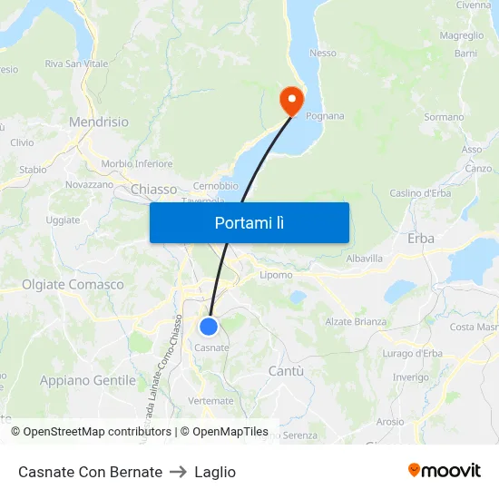 Casnate Con Bernate to Laglio map