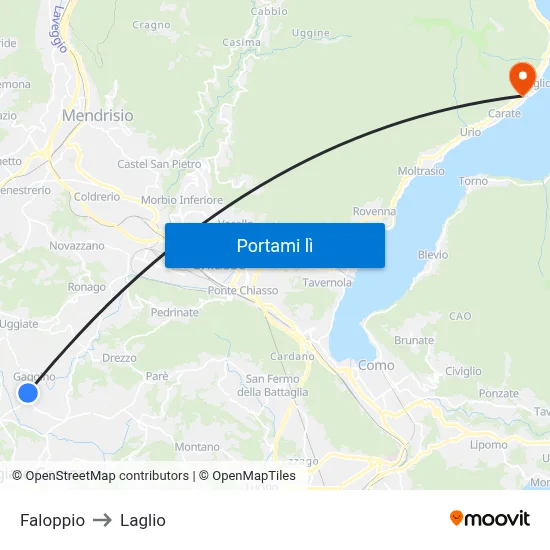 Faloppio to Laglio map