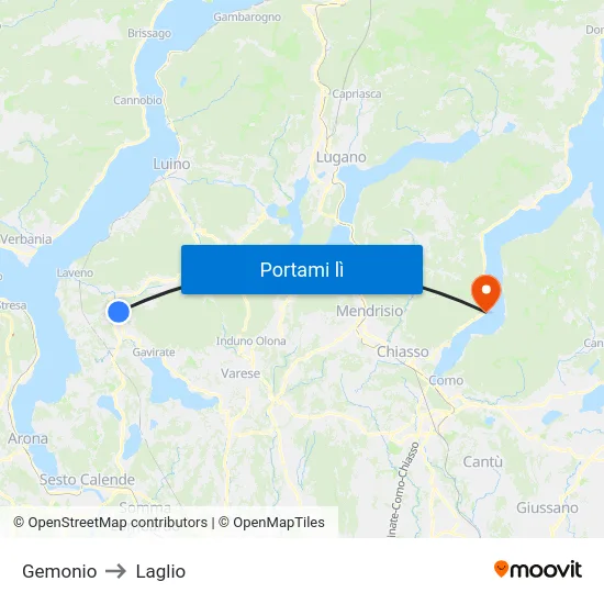 Gemonio to Laglio map
