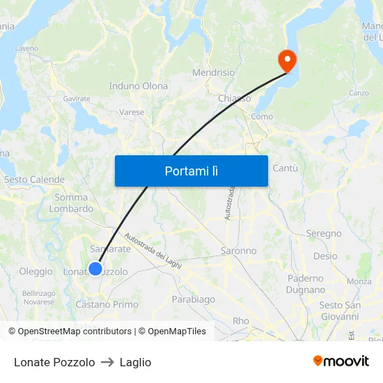Lonate Pozzolo to Laglio map