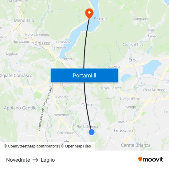 Novedrate to Laglio map