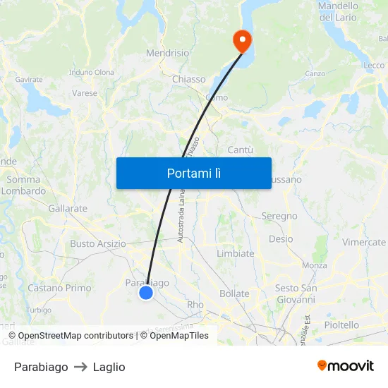 Parabiago to Laglio map
