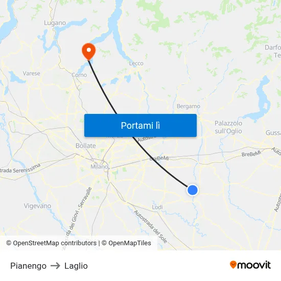 Pianengo to Laglio map
