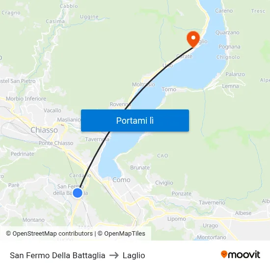 San Fermo Della Battaglia to Laglio map