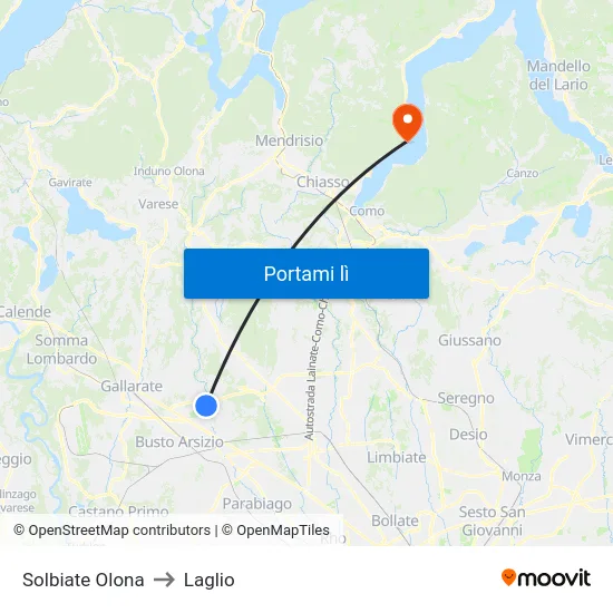 Solbiate Olona to Laglio map