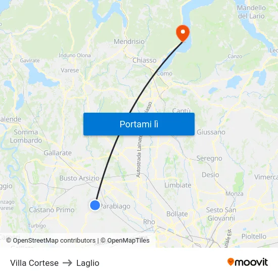 Villa Cortese to Laglio map