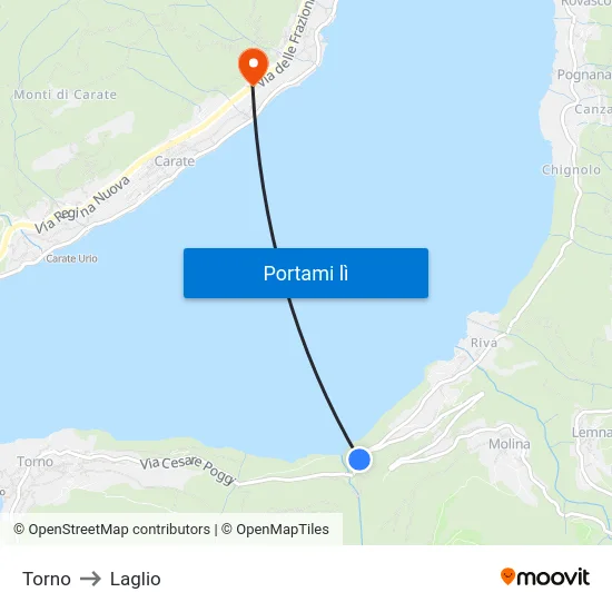 Torno to Laglio map
