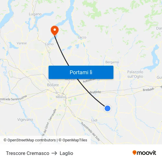 Trescore Cremasco to Laglio map