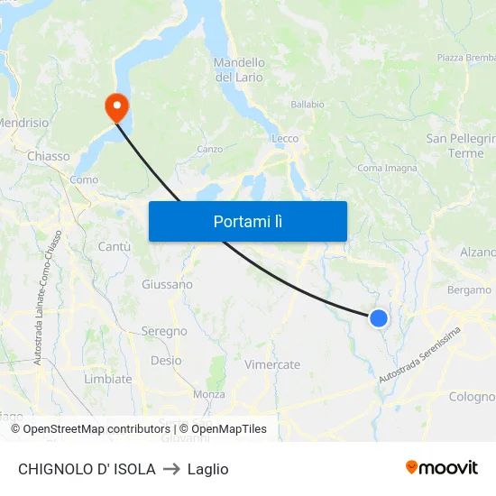 CHIGNOLO D' ISOLA to Laglio map