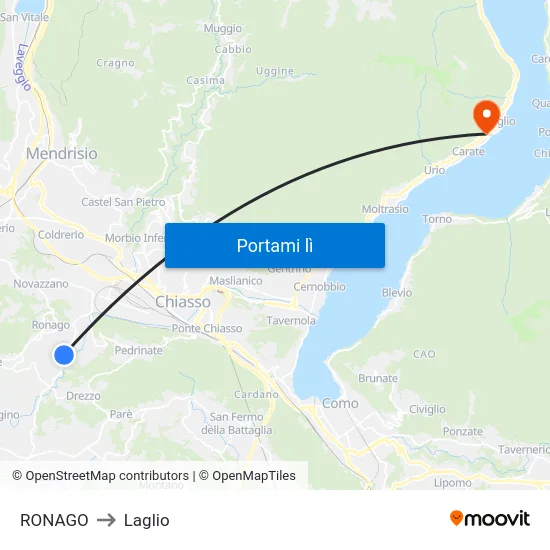 RONAGO to Laglio map