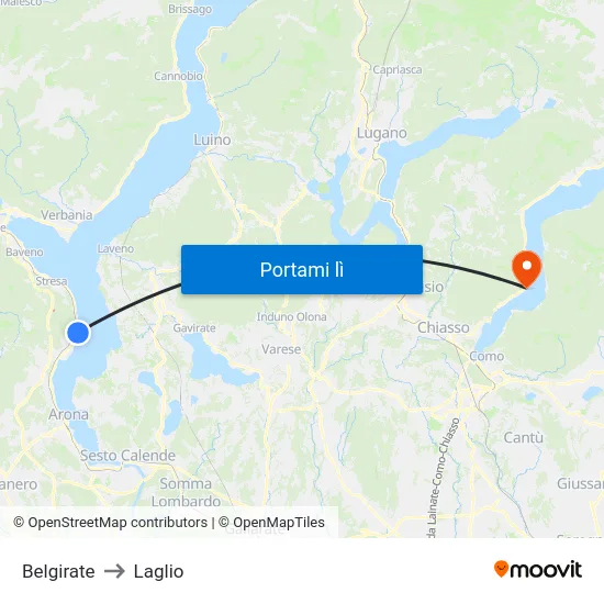 Belgirate to Laglio map