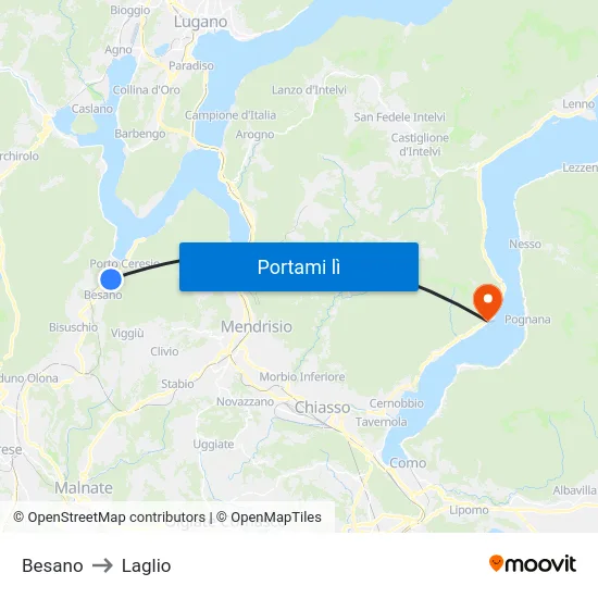 Besano to Laglio map