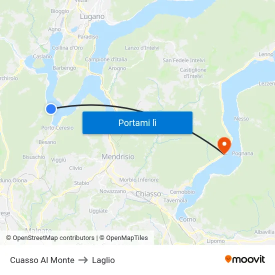 Cuasso Al Monte to Laglio map