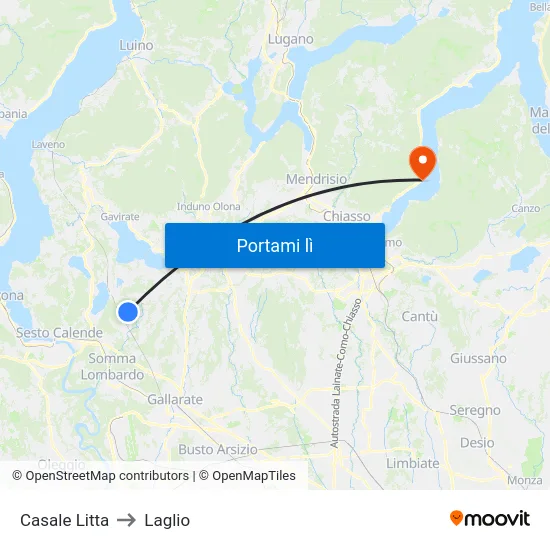 Casale Litta to Laglio map
