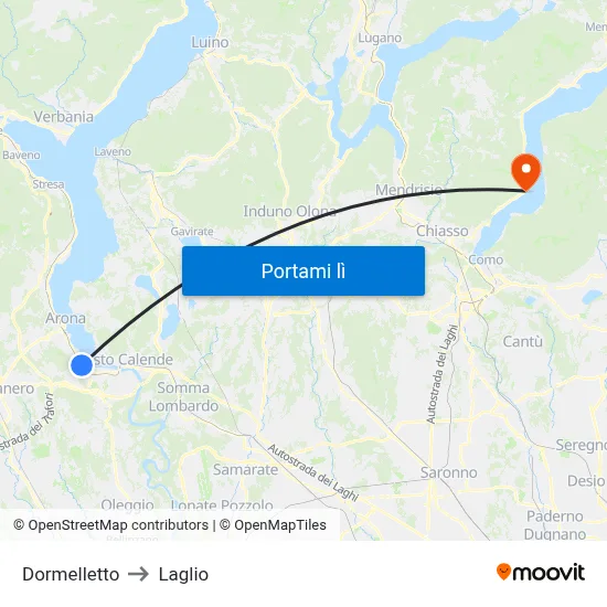 Dormelletto to Laglio map