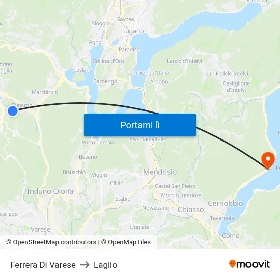 Ferrera Di Varese to Laglio map