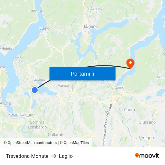 Travedona-Monate to Laglio map