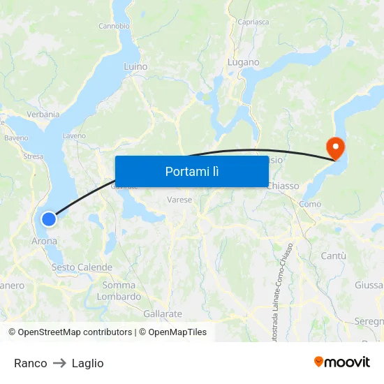 Ranco to Laglio map