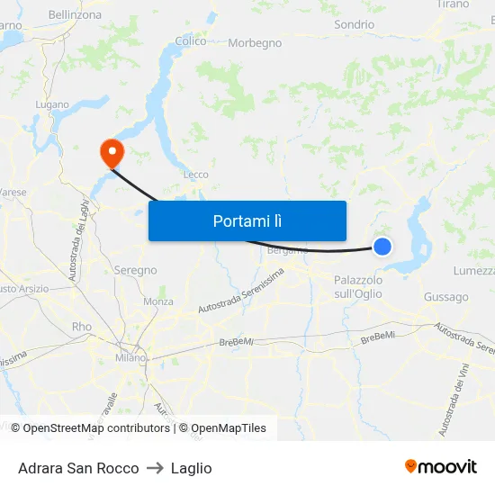Adrara San Rocco to Laglio map