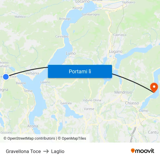 Gravellona Toce to Laglio map