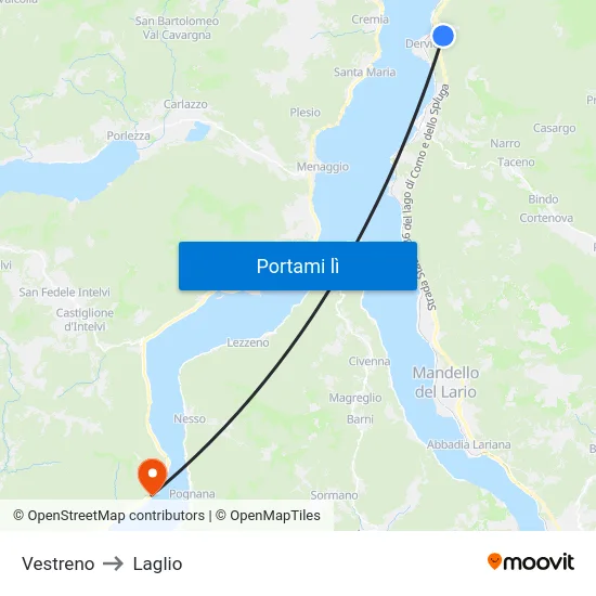 Vestreno to Laglio map