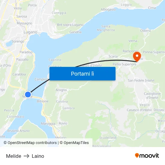 Melide to Laino map
