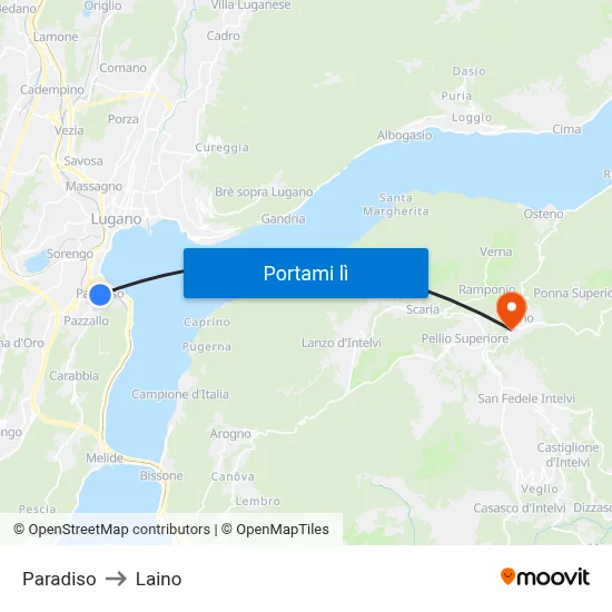Paradiso to Laino map