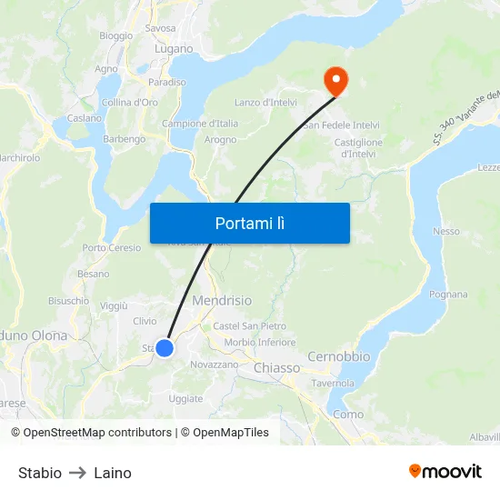 Stabio to Laino map