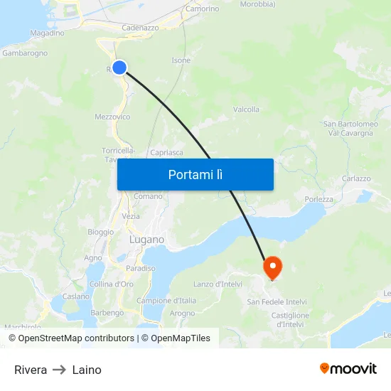 Rivera to Laino map