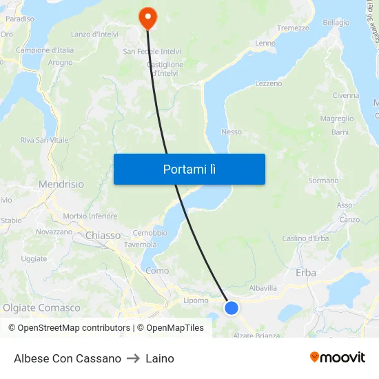 Albese Con Cassano to Laino map