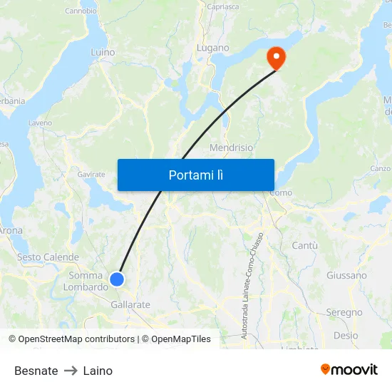 Besnate to Laino map