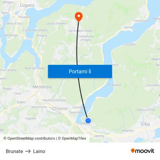 Brunate to Laino map