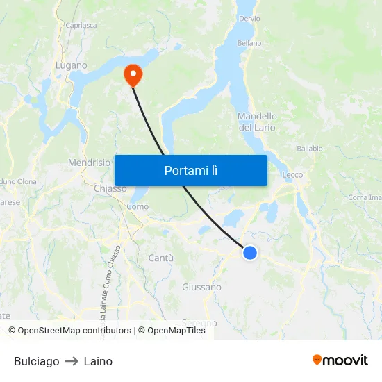 Bulciago to Laino map
