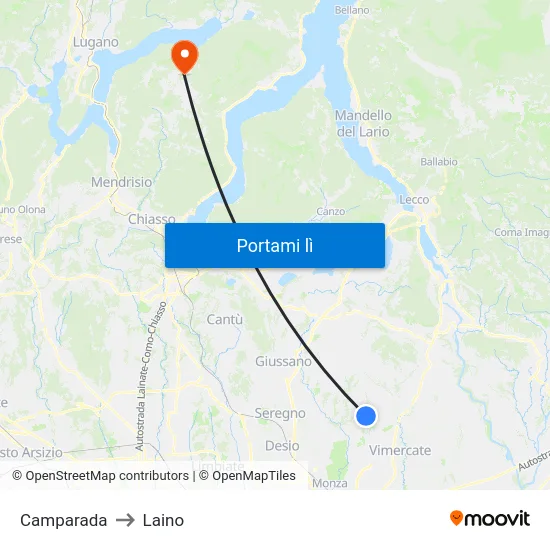 Camparada to Laino map